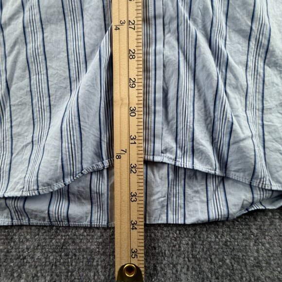 Turnbull & Asser Button Up Shirt Men Cotton Striped Blue 17.5 Contrast Collar ** - Picture 6 of 16